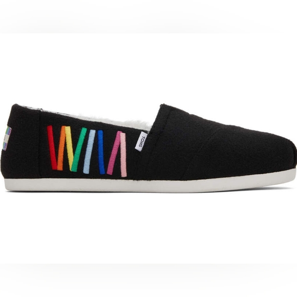 👣TOM'S🩷 ALPARGATA Unity Rainbow Slip On Sherpa Lined Espadrilles - Picture 1 of 6